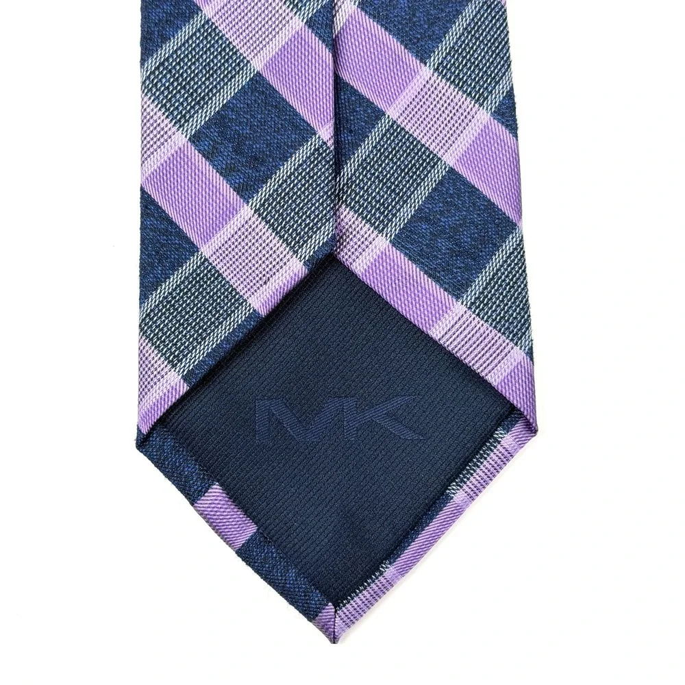 Michael Kors Plaid Silk Tie Purple‎ Blue Gray Classic Mens 57.5x3